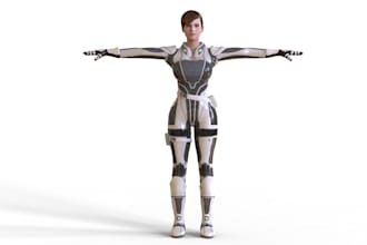 cinematic 3d game character, scifi model,ue5 control rig, unity texture, animate