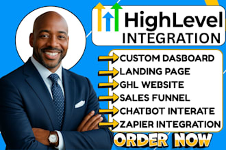 design go high level website landing page chatbot full setup zapier integration