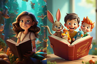 3d cartoon character, retro cartoon illustration and a comic book page