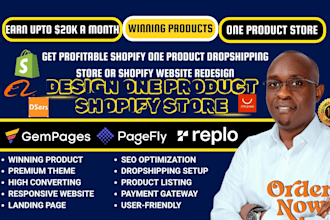 create one product shopify website dropshipping store build pagefly landing page