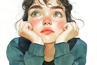 draw watercolor portrait illustration