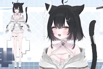 draw and rig live2d model, live 2d vtuber model lived vtuber commission 2d anime