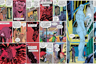 create retro vintage comic book storyboard page character design illustration