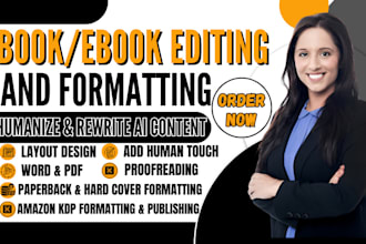 rewrite, humanize, proofread and format ai content, manuscript, ebook writer