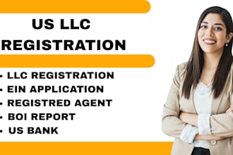do US llc registration, ein number, open US bank, for US and non US resident