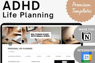 aesthetic adhd digital planner adhd dashboard adhd notion template planner