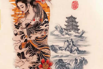 create japanese or oriental tattoo design for you