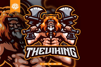 design custom skull viking mascot logo