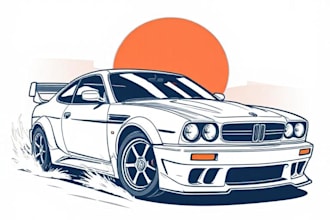 draw automotive car illustration vector tshirt merch design