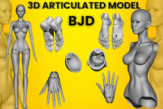 3d articulated model 3d action figure  flexi model  3d bjd toy doll for printing