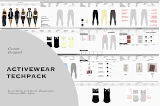design a quality activewear tech pack ready for factory