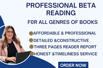 do professional beta and alpha reading for all book genres