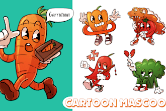 draw creative retro mascot cartoon character