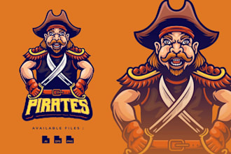create skull undead pirate mascot logo
