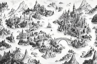 hand draw a fantasy map with digital watercolours