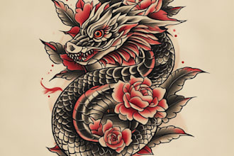 create a traditional or old school style tattoo design