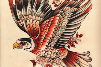draw traditional tattoo design in old school style