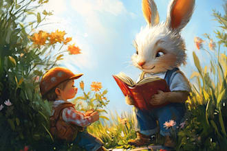 children story book illustration, kids story book