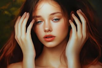 do hand draw realistic digital oil painting portrait