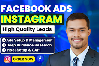 setup facebook meta ads campaigns, meta ads manager instagram ads for leads