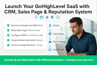 setup gohighlevel saas mode CRM sales page reputation management automation syst