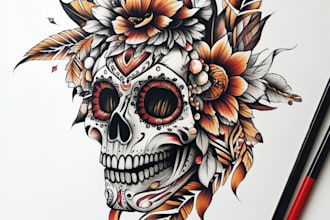 custom drawing your traditional or old school tattoo design