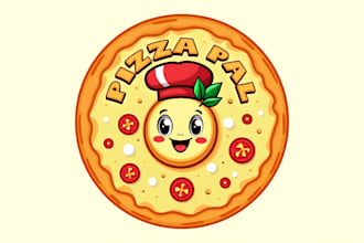 design realistic pizza food mascot logo with unlimited revision