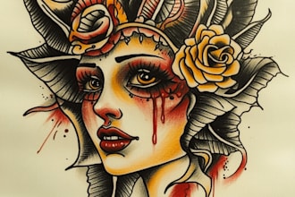 make you a traditional old school tattoo style design