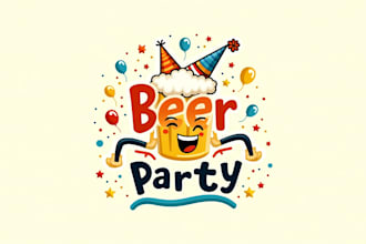 create beautiful beer party mascot logo design for your business only