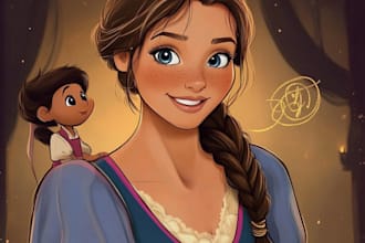 draw you a beautiful portrait in disney cartoon