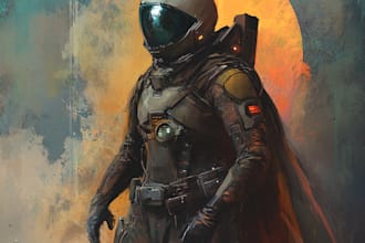 make a sci fi character illustration or sci fi art