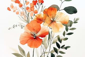 draw botanical and flower one line art illustration