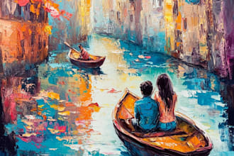 draw a real oil painting on canvas with free shipping   in my style
