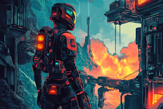 create a sci fi art and sci fi character for you