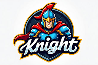 make eye catching old man knight mascot logo design  within 1 day