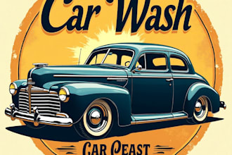 design high quality retro vintage car wash logo with fastest delivery
