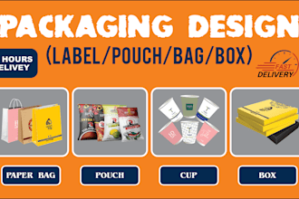 design your product packaging, cup, pouches, shopping bags