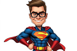 design premium superhero caricature character