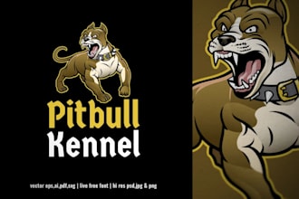 make sports pitbull dog kennel logo design