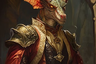 design dnd character art illustration, fantasy, sci fi sheet