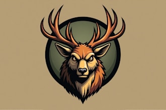 create beautiful angry deer head mascot logo design with express delivery