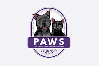 design pet, dog, cat or animal and veterinary clinic logo