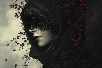 do dark art illustration for tshirt design or album cover, metal, cd cover