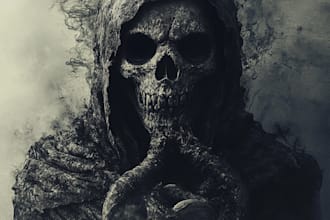 do an dark, horror, creepy illustration with vintage comic art style