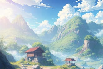 make anime background and environment concept art