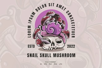 create skull mushroom mascot and esport logo