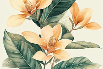 draw vector botanical illustrations of plants and flowers