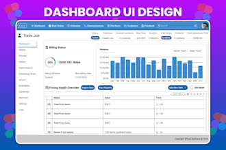 do responsive dashboard UI design, admin panel UI design in figma