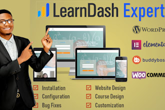 create professional lms, elearning, learndash, buddyboss or  course website