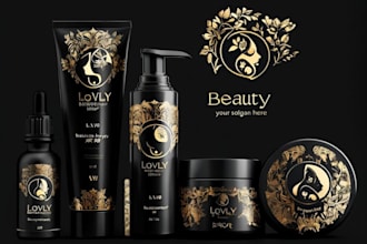 design luxury fashion, beauty, cosmetic business logo and label box packaging